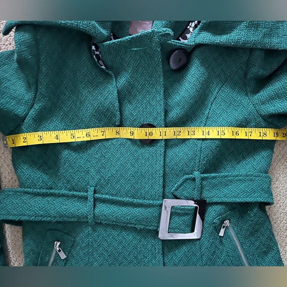 Wool Blend Trench Tweed Dress Coat - Picture 10 of 12